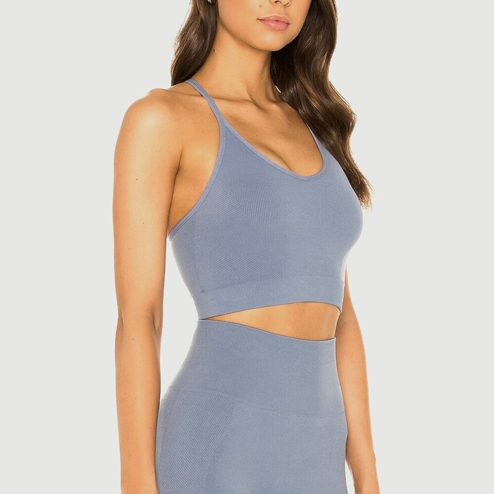 Spiritual Gangster Icon T-Back Sports Bra - Bluebird